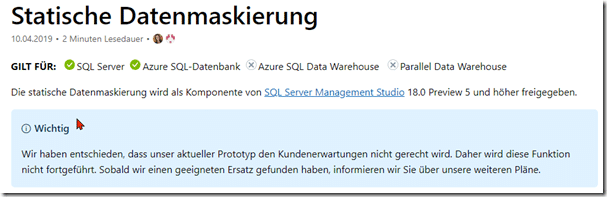 SQL Server 2019 – static data masking – Du Opfer! – SQL, Sharepoint und Co
